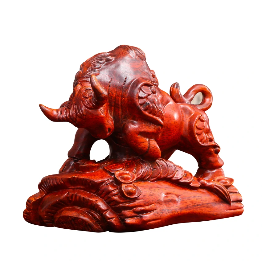 生肖牛花梨木摆件