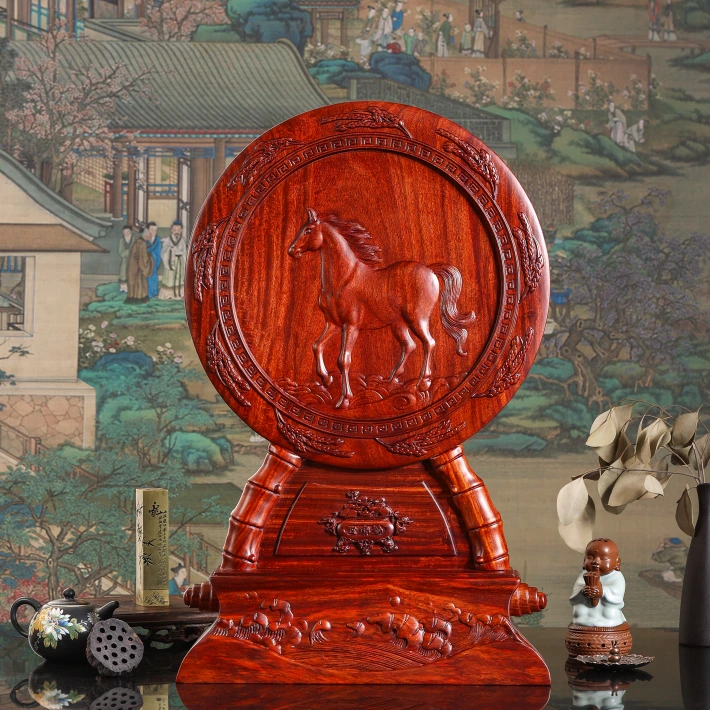 小叶紫檀生肖马摆件