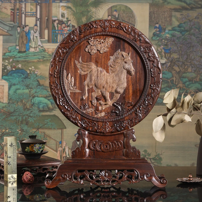 生肖马摆件黑酸枝