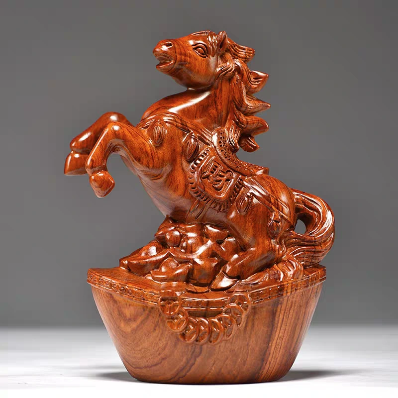 花梨木生肖马摆件 尺寸（20×16×10厘米）