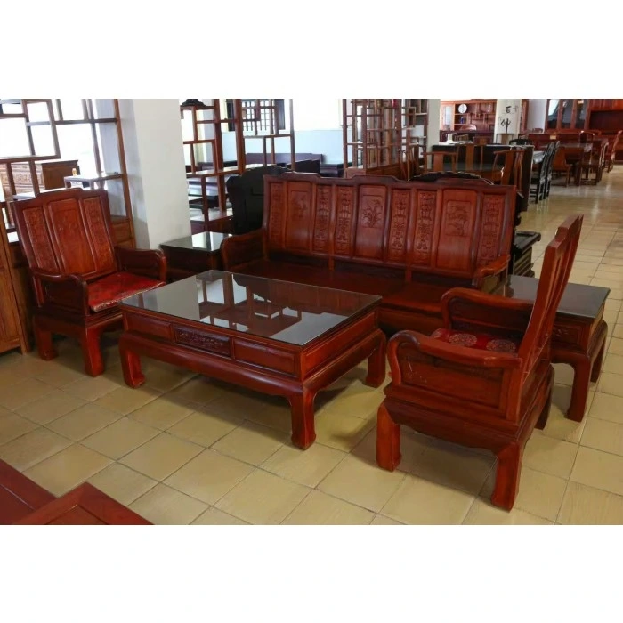 缅甸花梨木万字沙发6件套